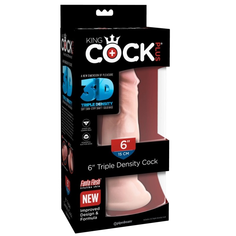 King Cock Plus - Realistyczne Naturalne Dildo Z Przyssawką 15 CM Jasny Kolor Skóry